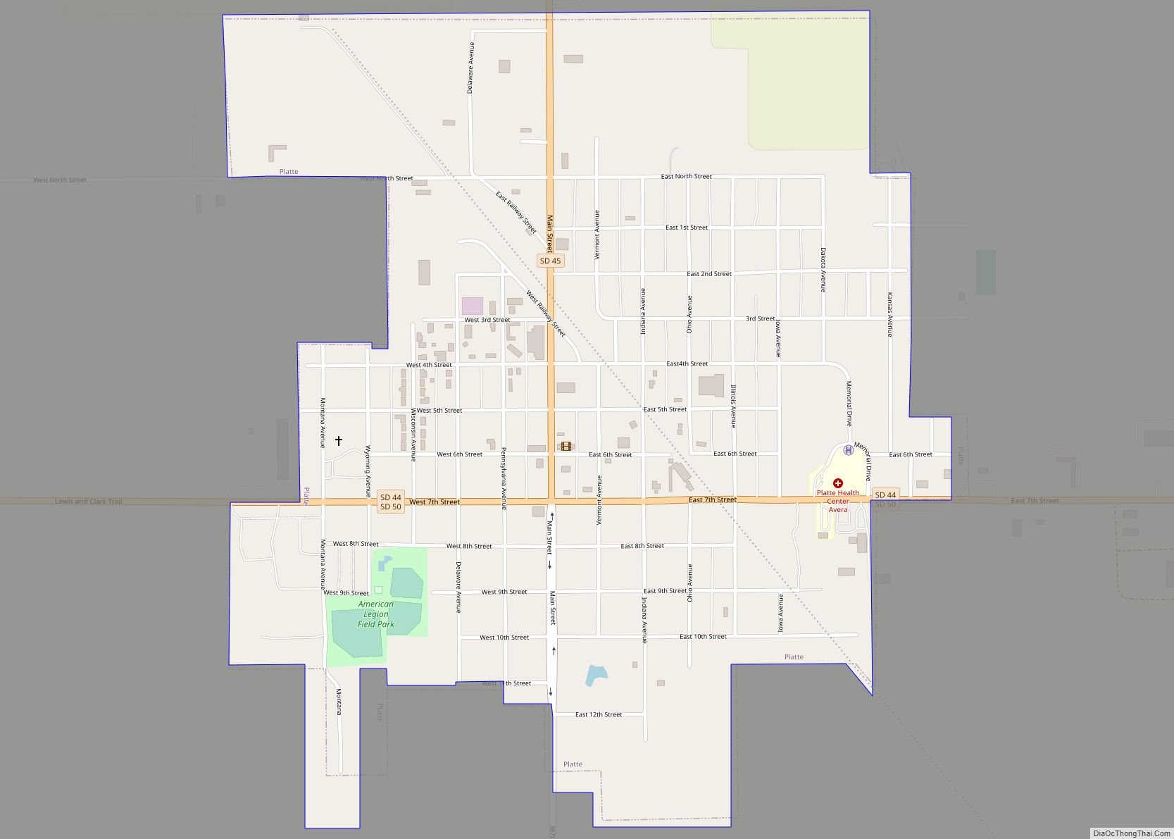 Map of Platte city