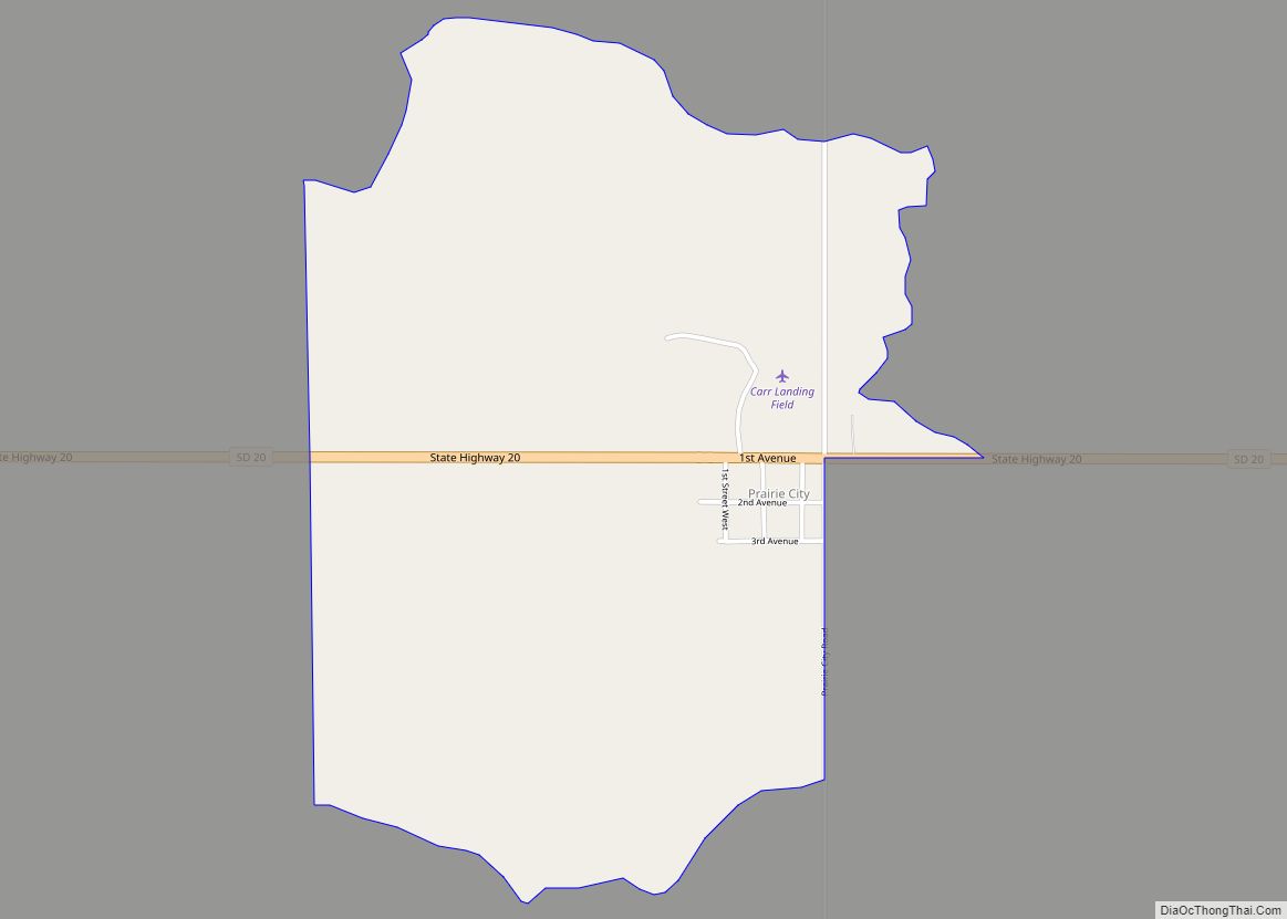 Map of Prairie City CDP, South Dakota