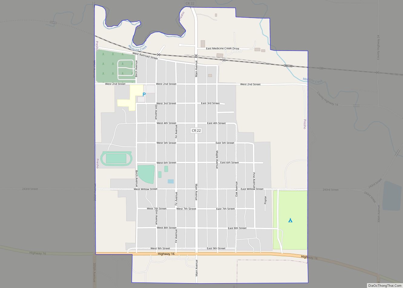 Map of Presho city