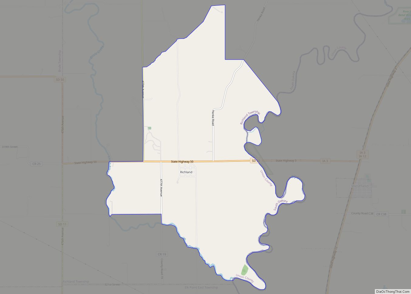 Map of Richland CDP, South Dakota