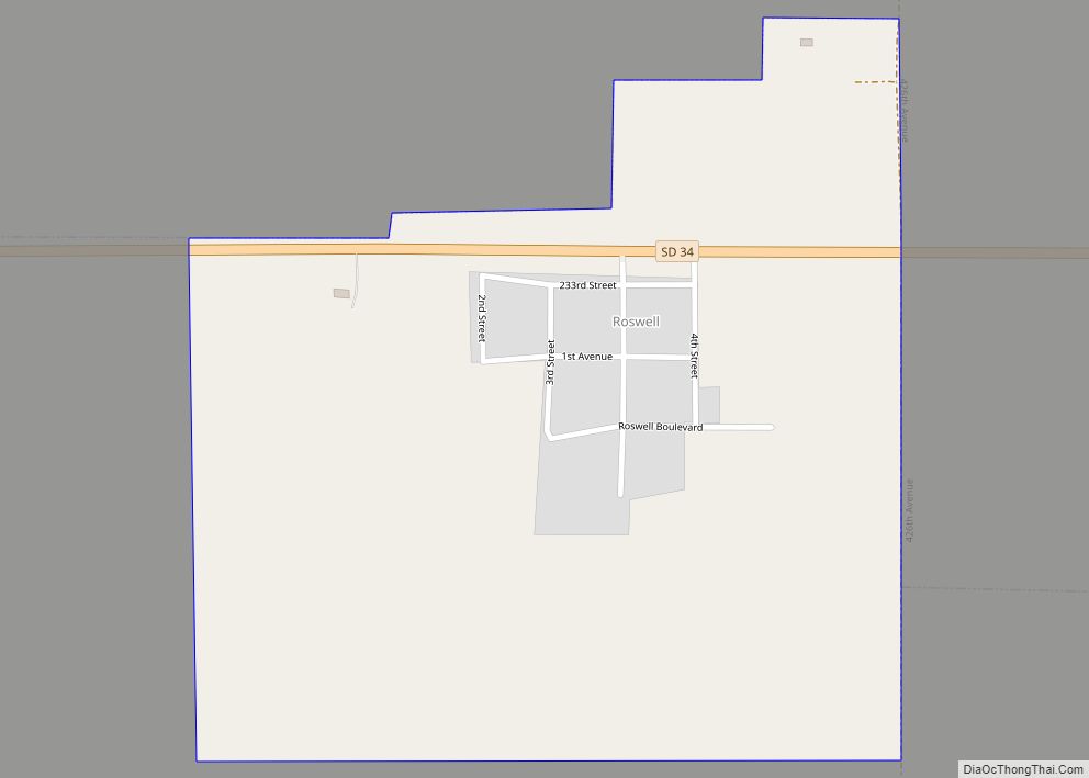 Map of Roswell CDP, South Dakota