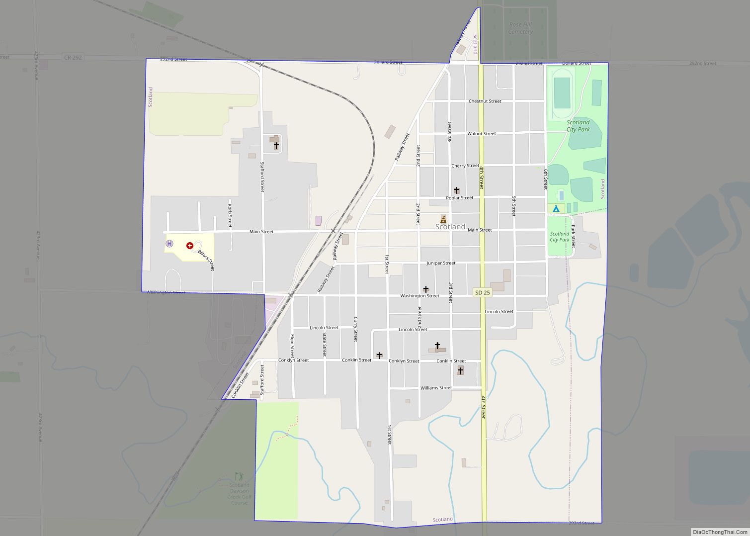 Map of Scotland city, South Dakota