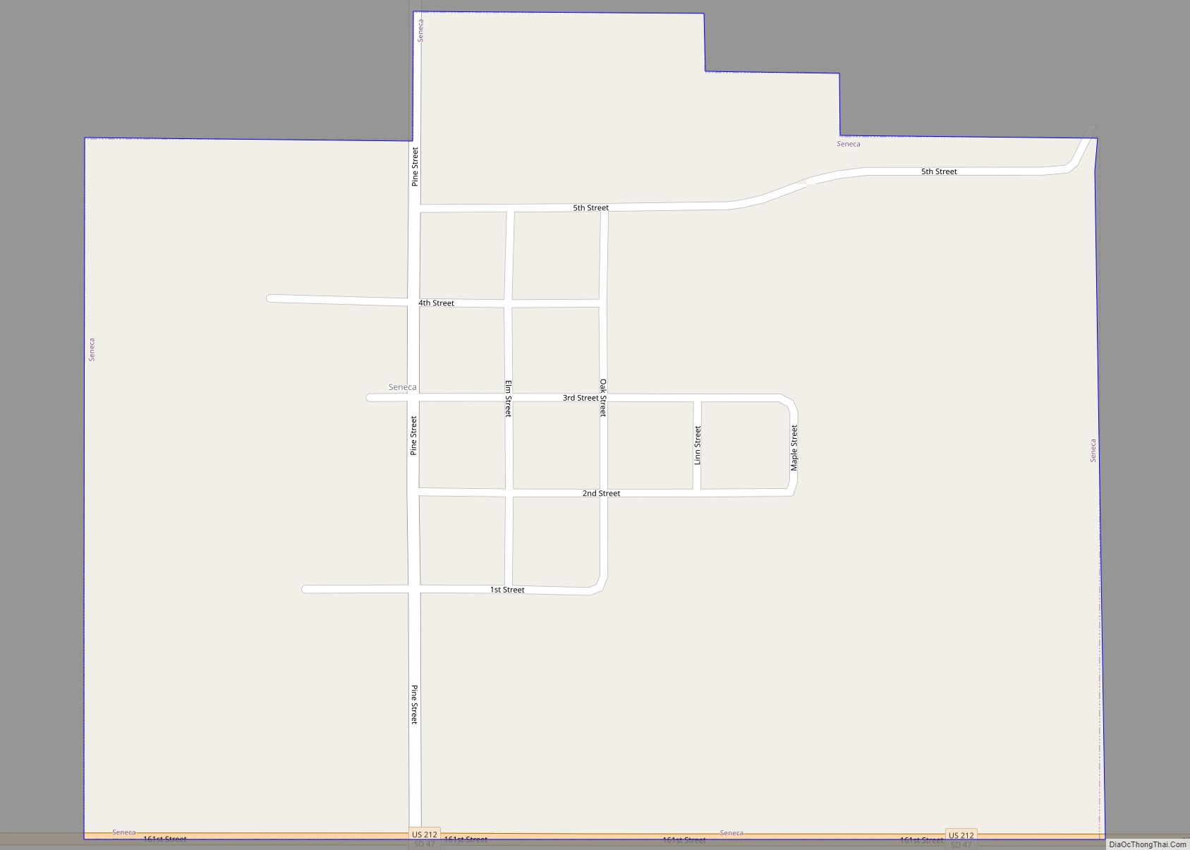 Map of Seneca town, South Dakota