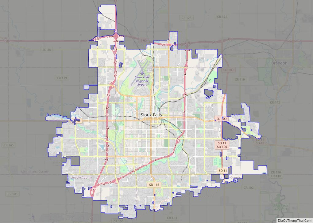 Map of Sioux Falls city