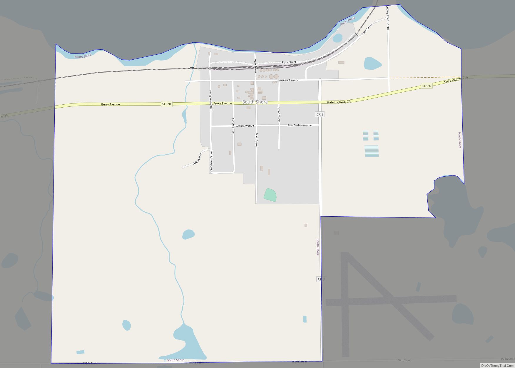 Map of South Shore town, South Dakota