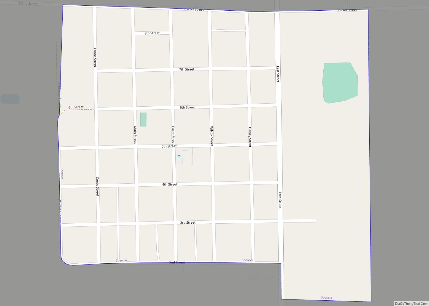 Map of Spencer city, South Dakota