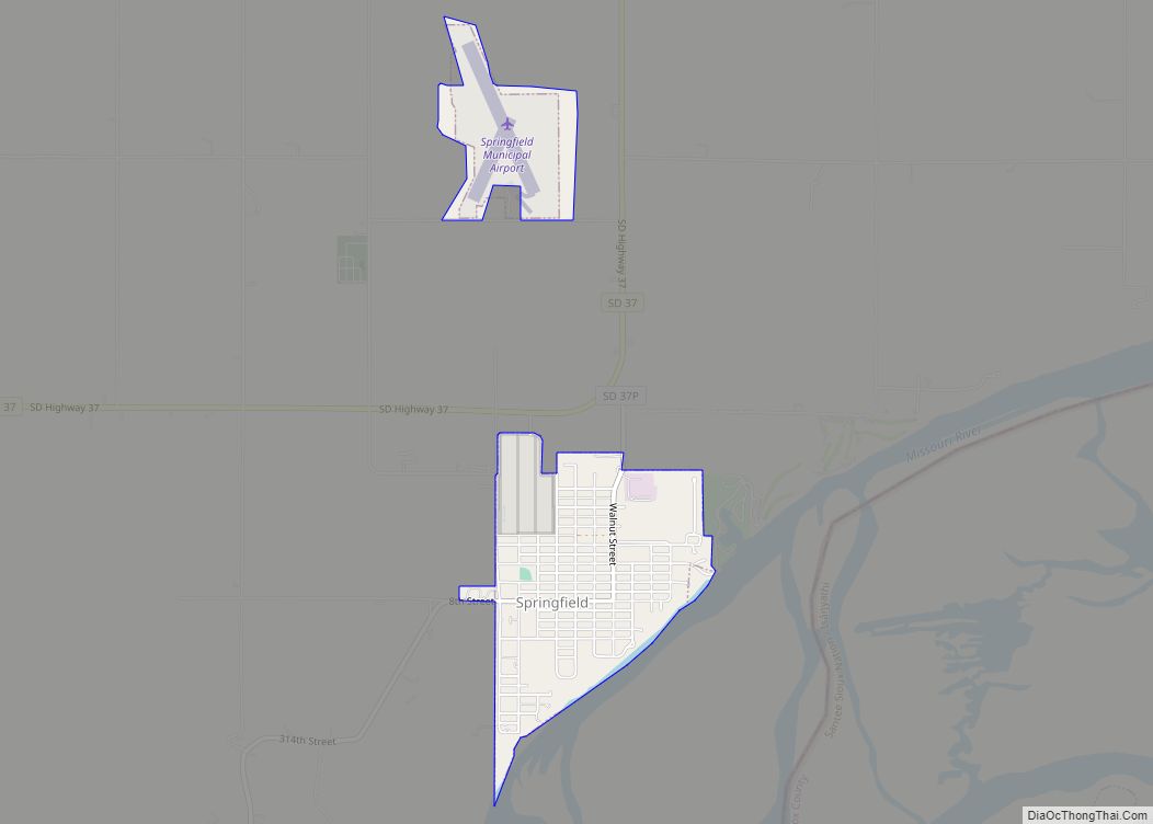 Map of Springfield city, South Dakota