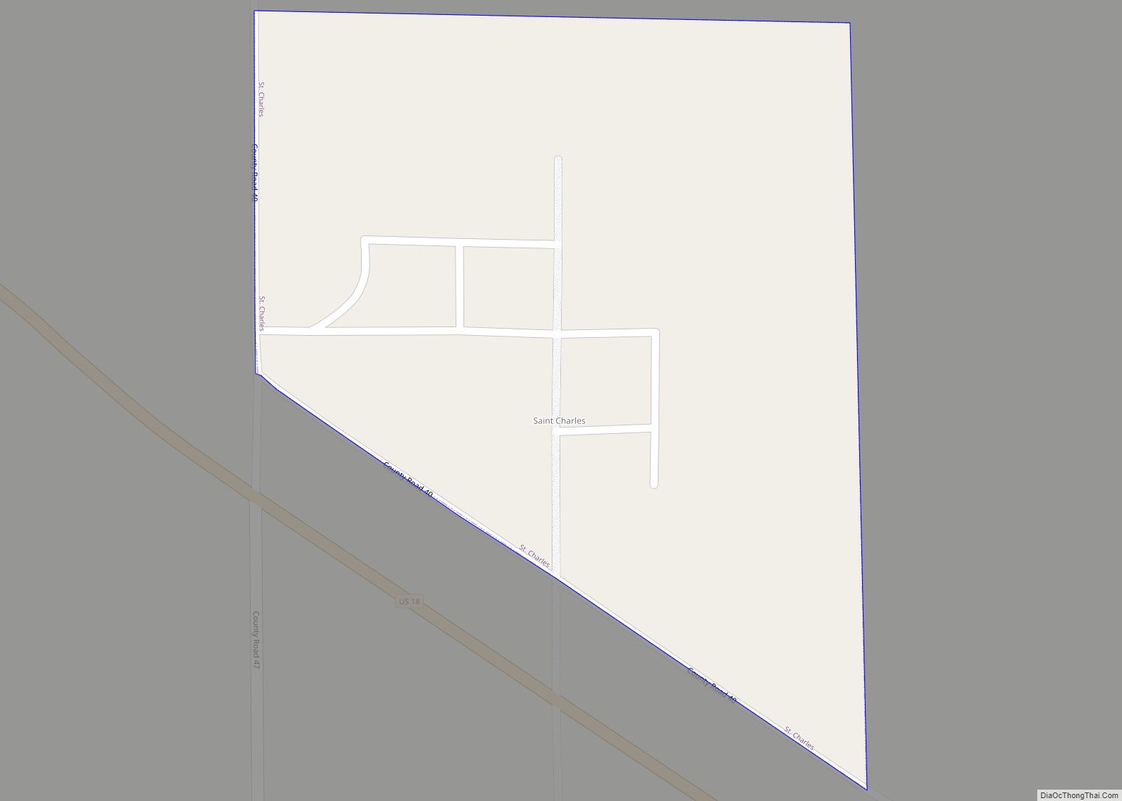 Map of St. Charles CDP, South Dakota