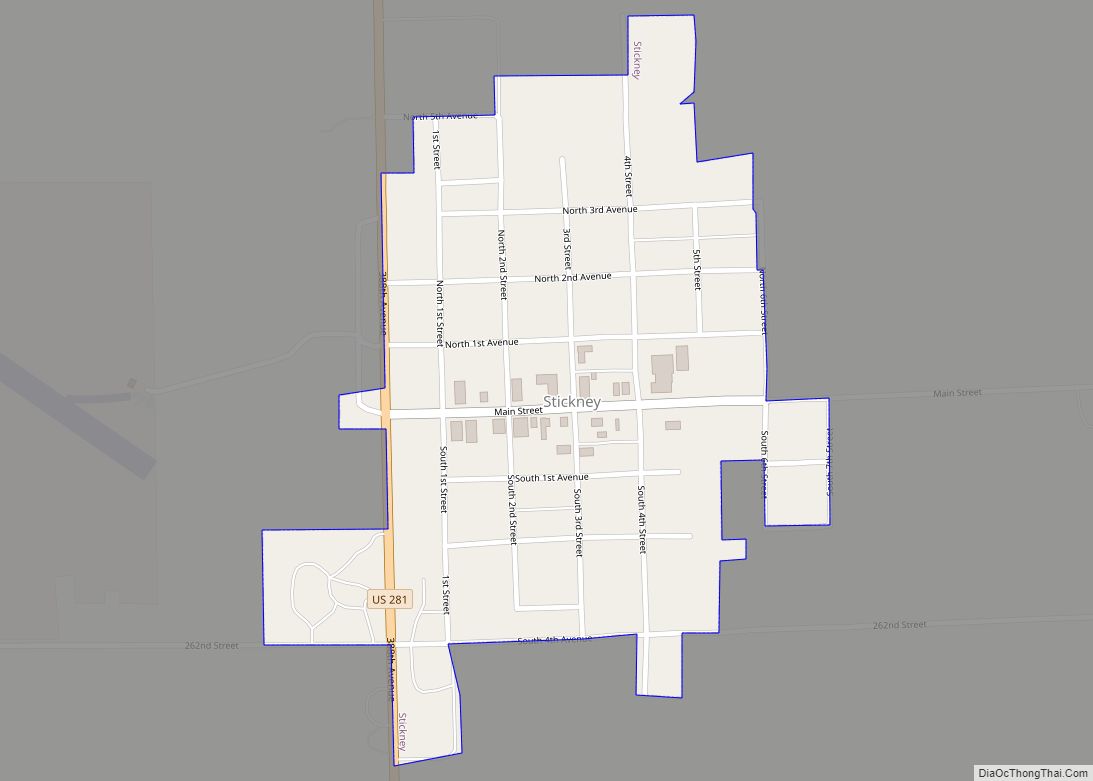 Map of Stickney town, South Dakota