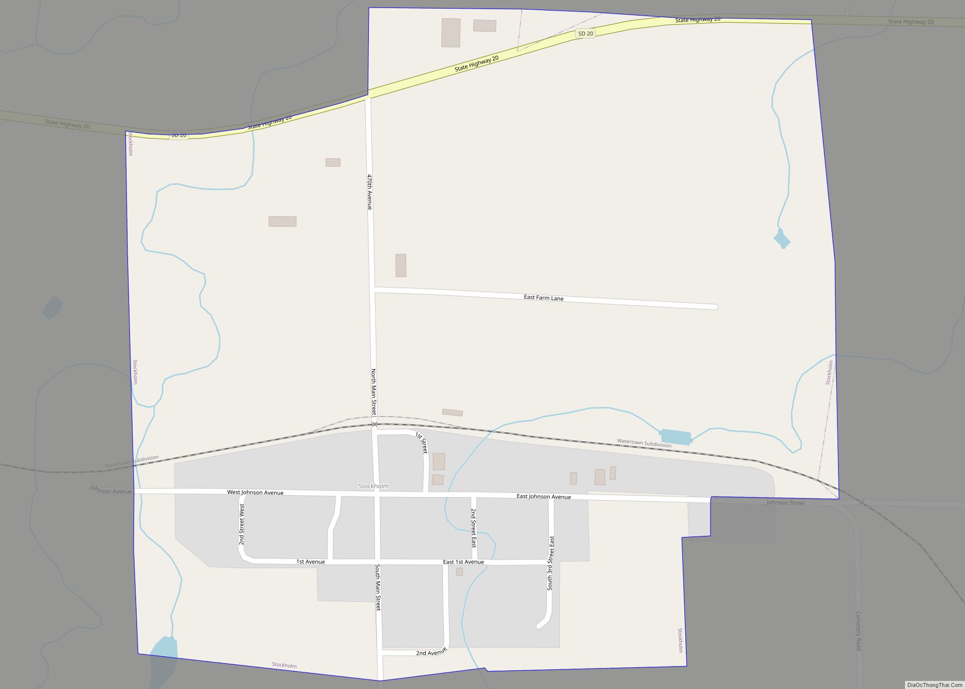 Map of Stockholm town, South Dakota