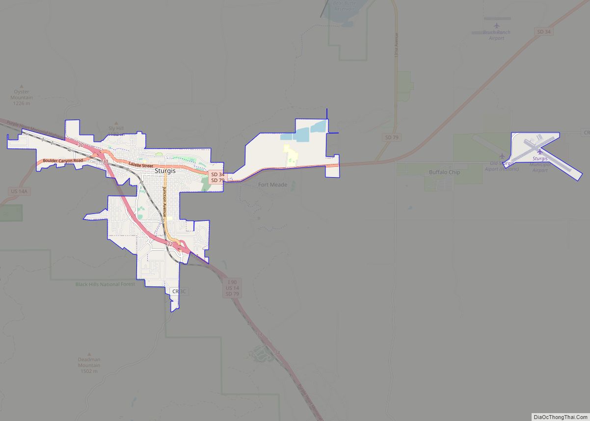 Map of Sturgis city, South Dakota