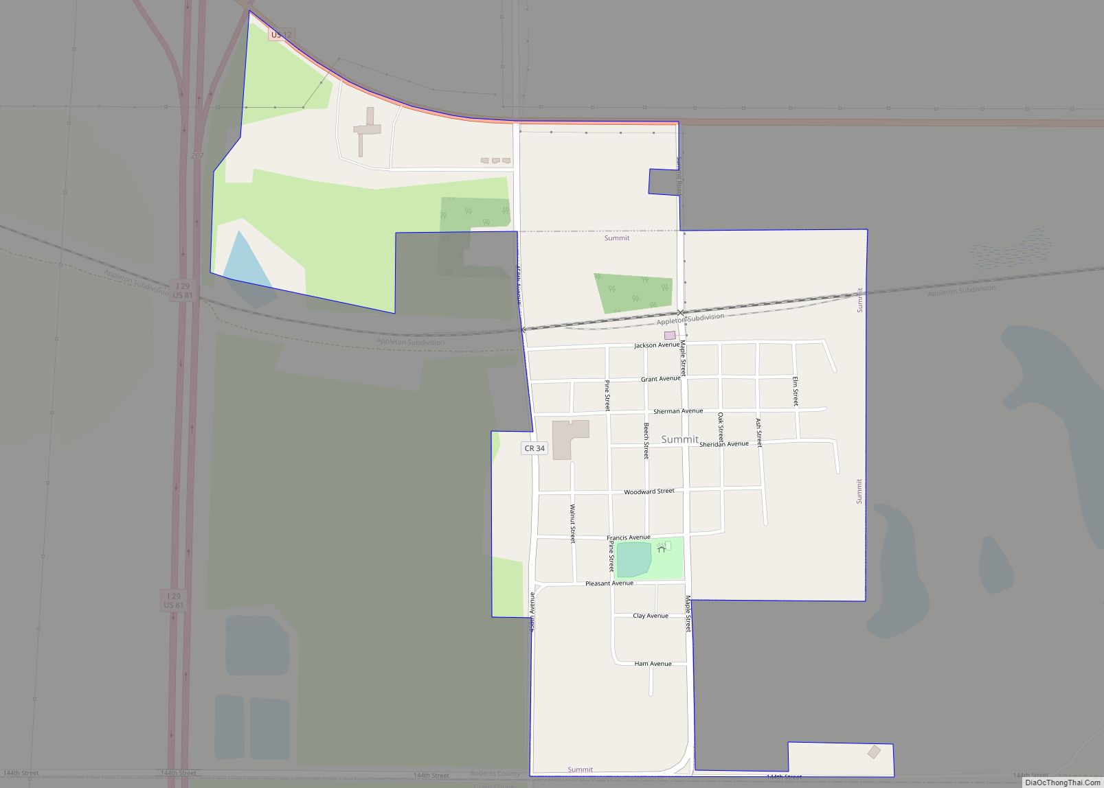 Map of Summit town, South Dakota