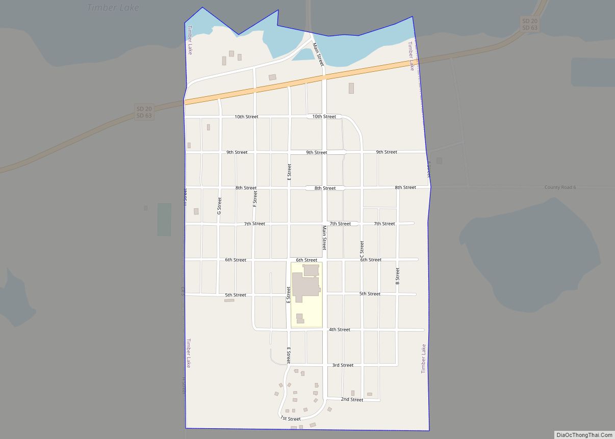 Map of Timber Lake city