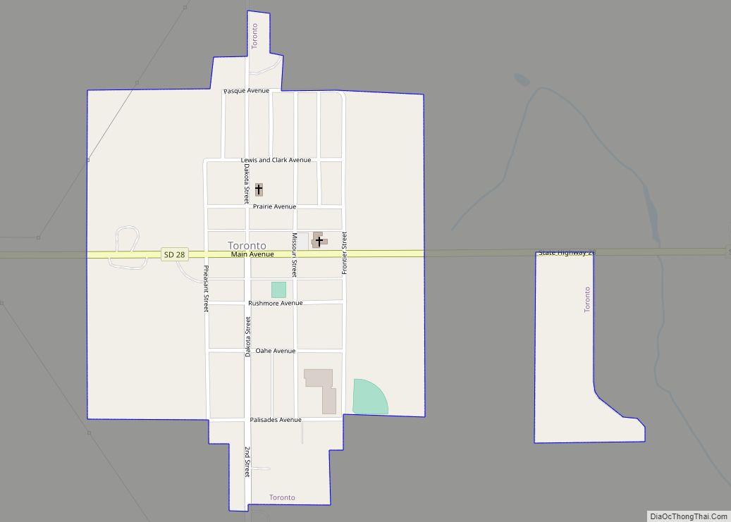 Map of Toronto town, South Dakota