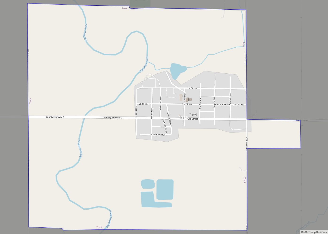 Map of Trent town, South Dakota