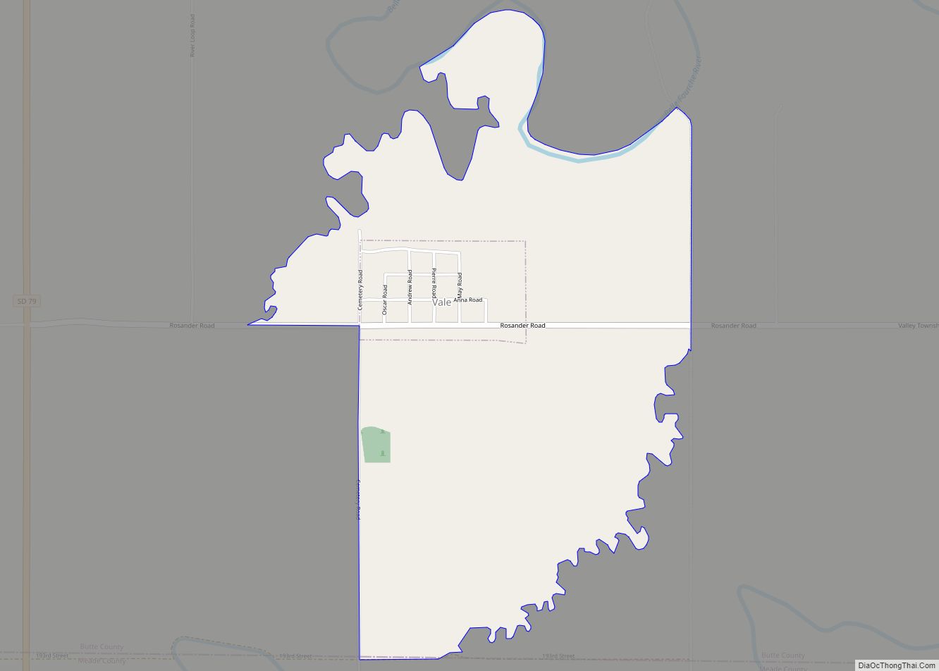 Map of Vale CDP, South Dakota