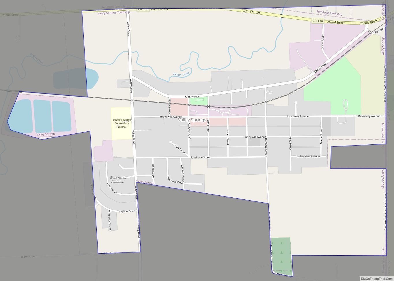 Map of Valley Springs city, South Dakota