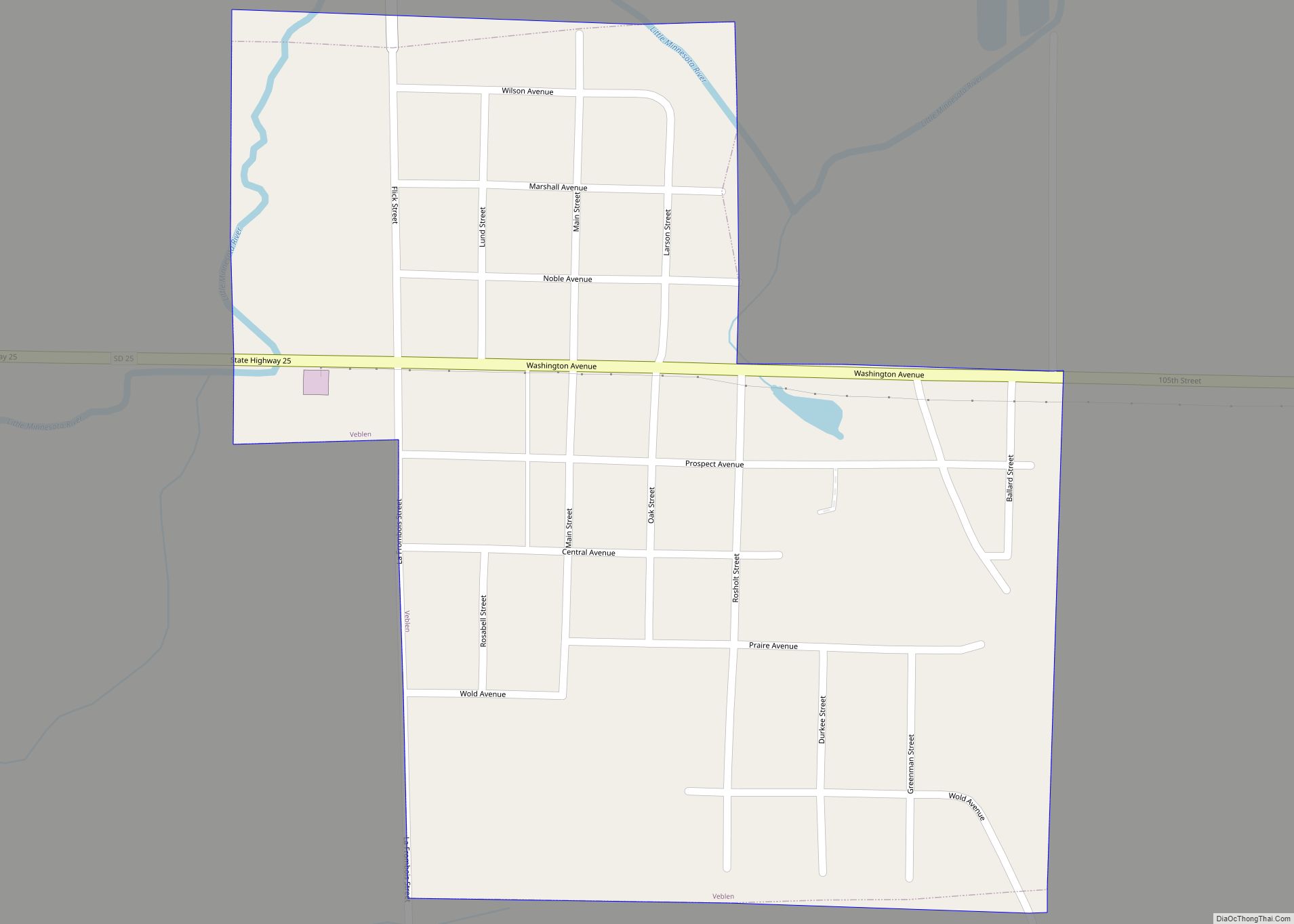 Map of Veblen city