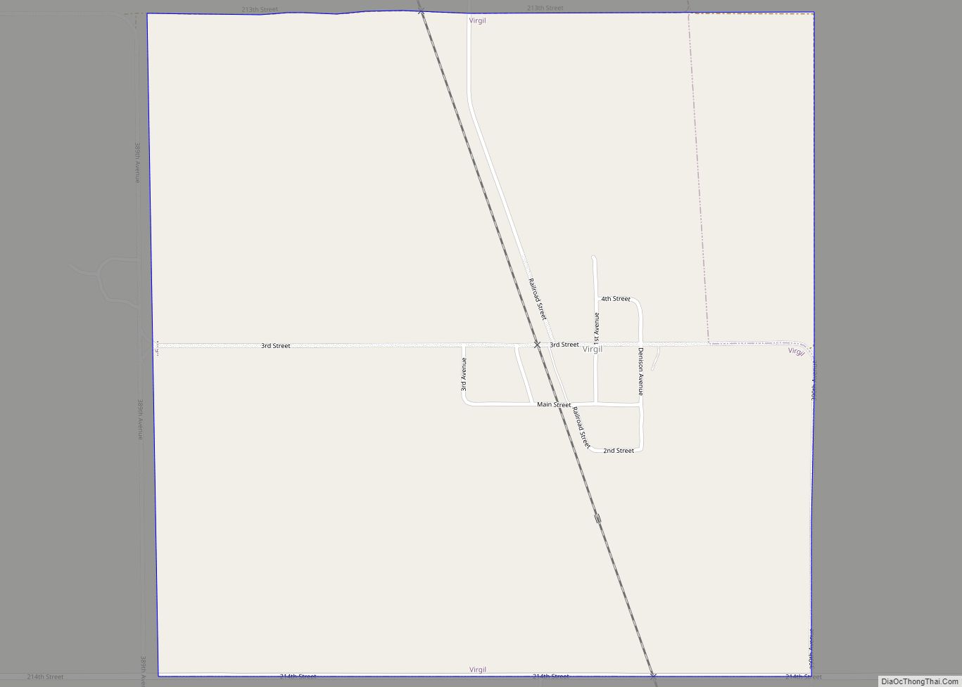 Map of Virgil town, South Dakota