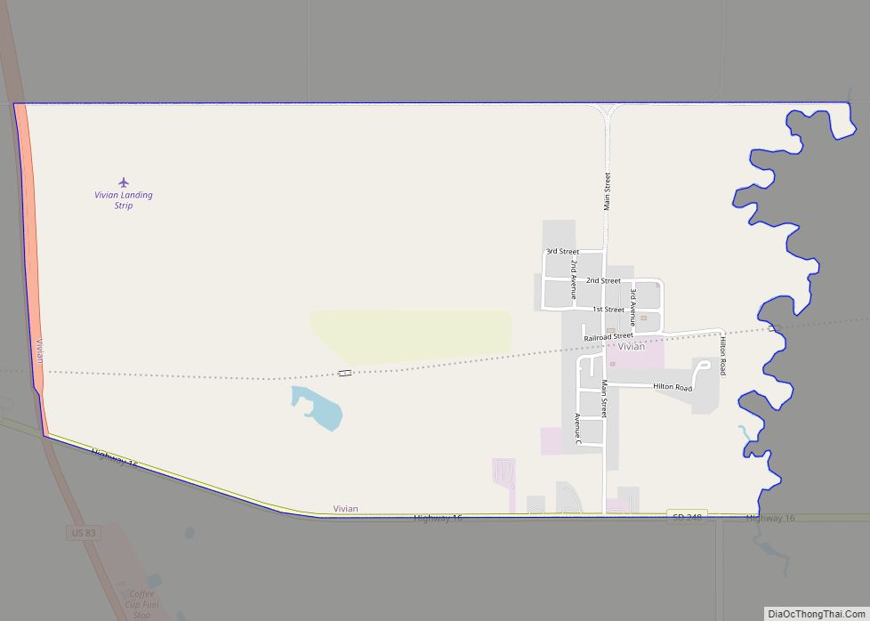 Map of Vivian CDP, South Dakota