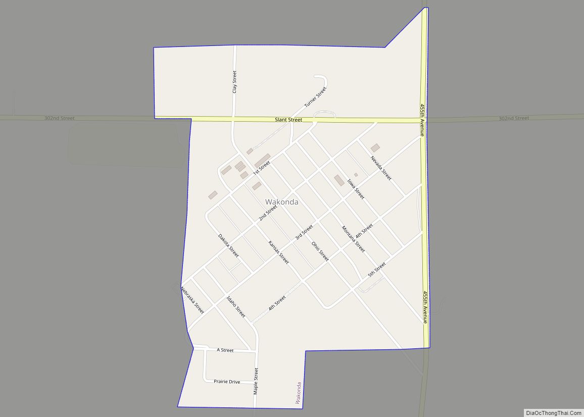 Map of Wakonda town