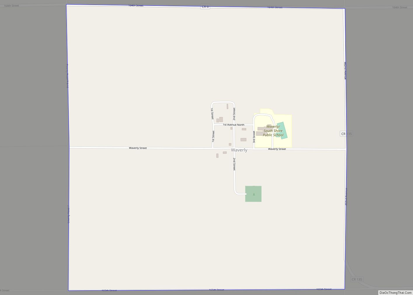 Map of Waverly CDP, South Dakota