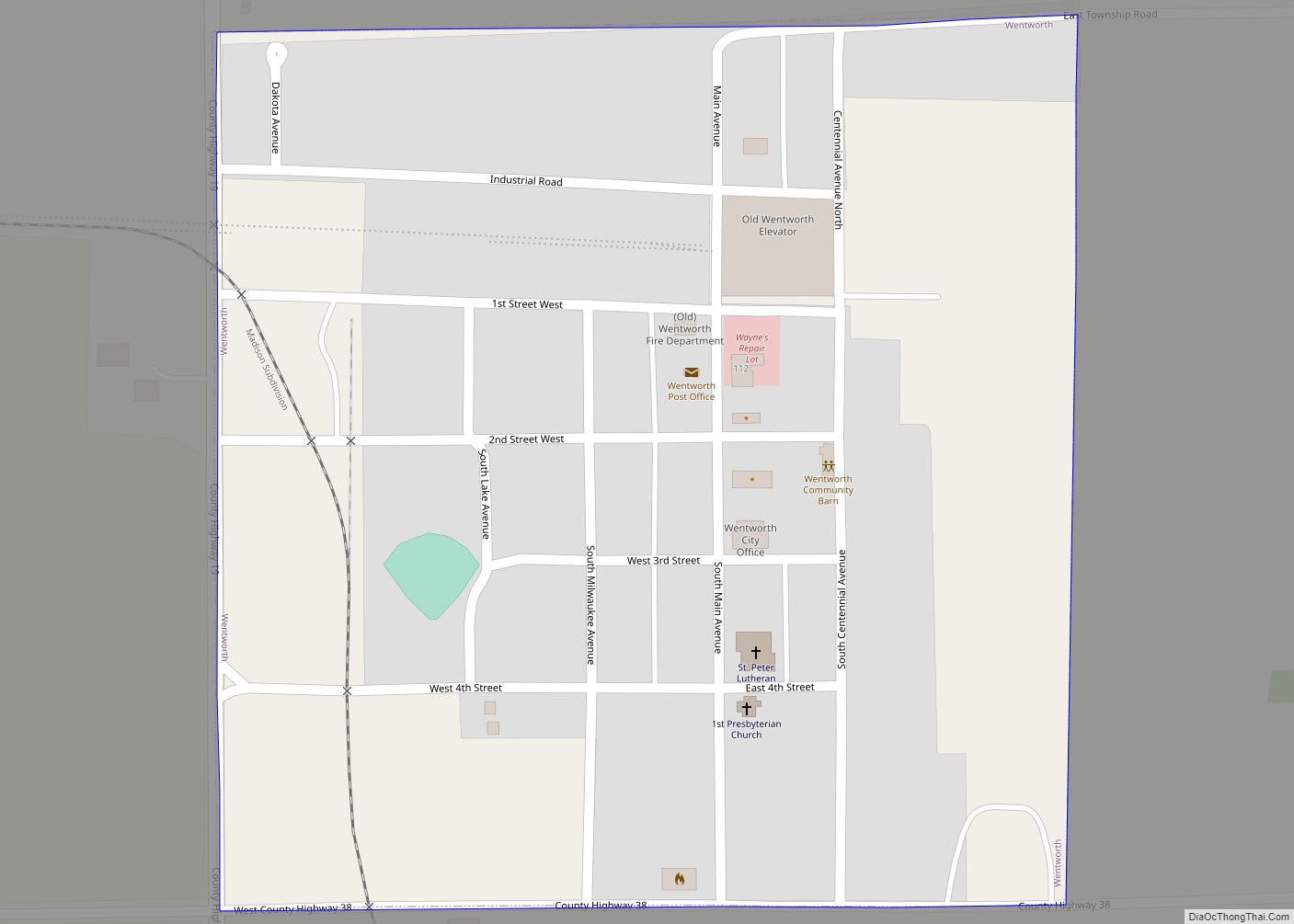 Map of Wentworth village, South Dakota