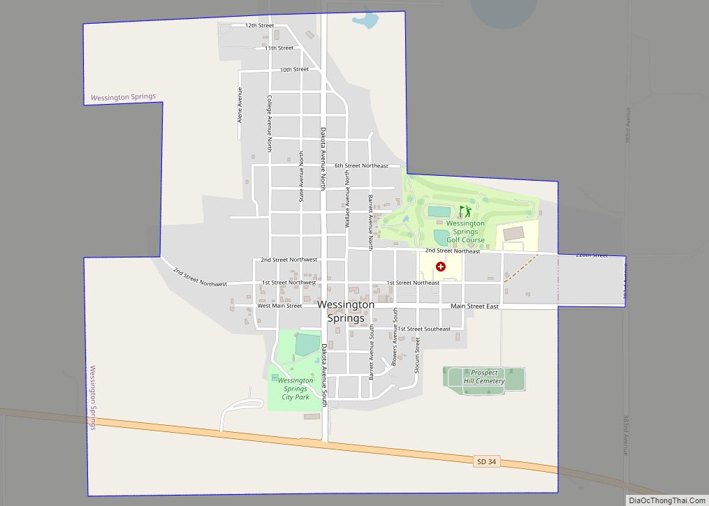 Map of Wessington Springs city