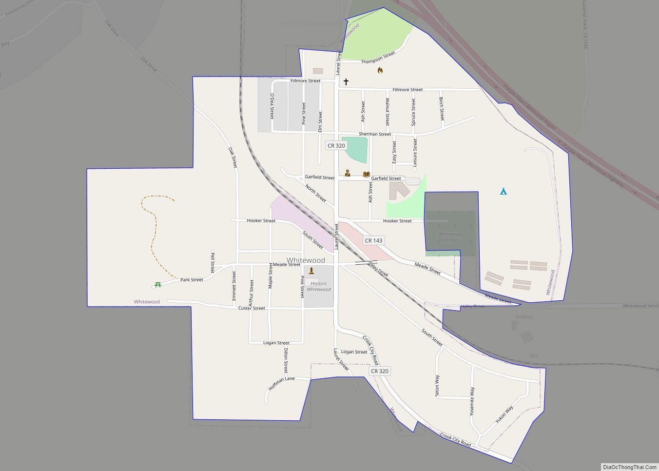 Map of Whitewood city