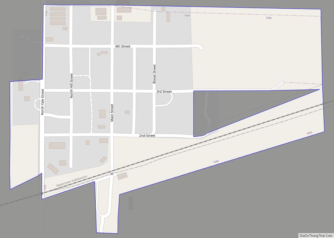 Map of Yale town, South Dakota