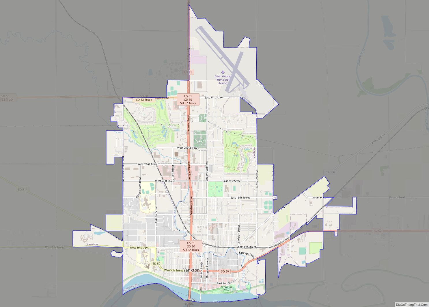 Map of Yankton city