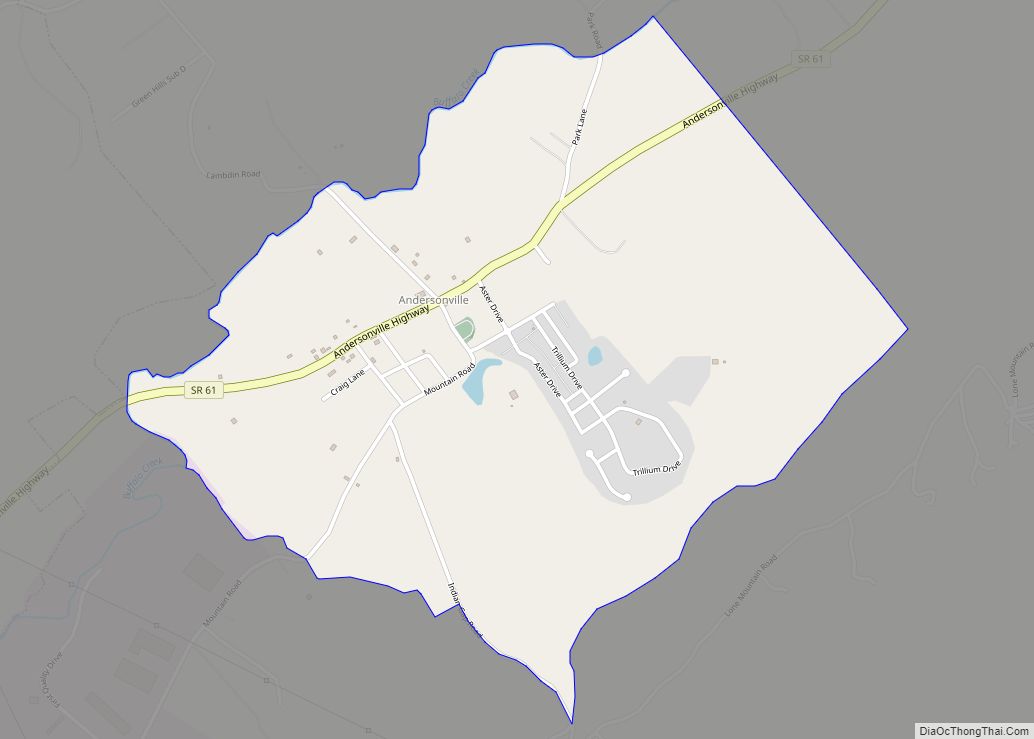 Map of Andersonville CDP, Tennessee