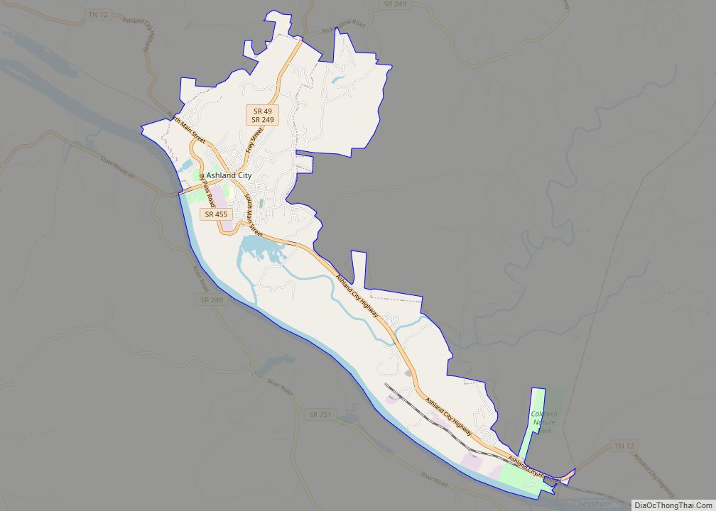 Map of Ashland City town