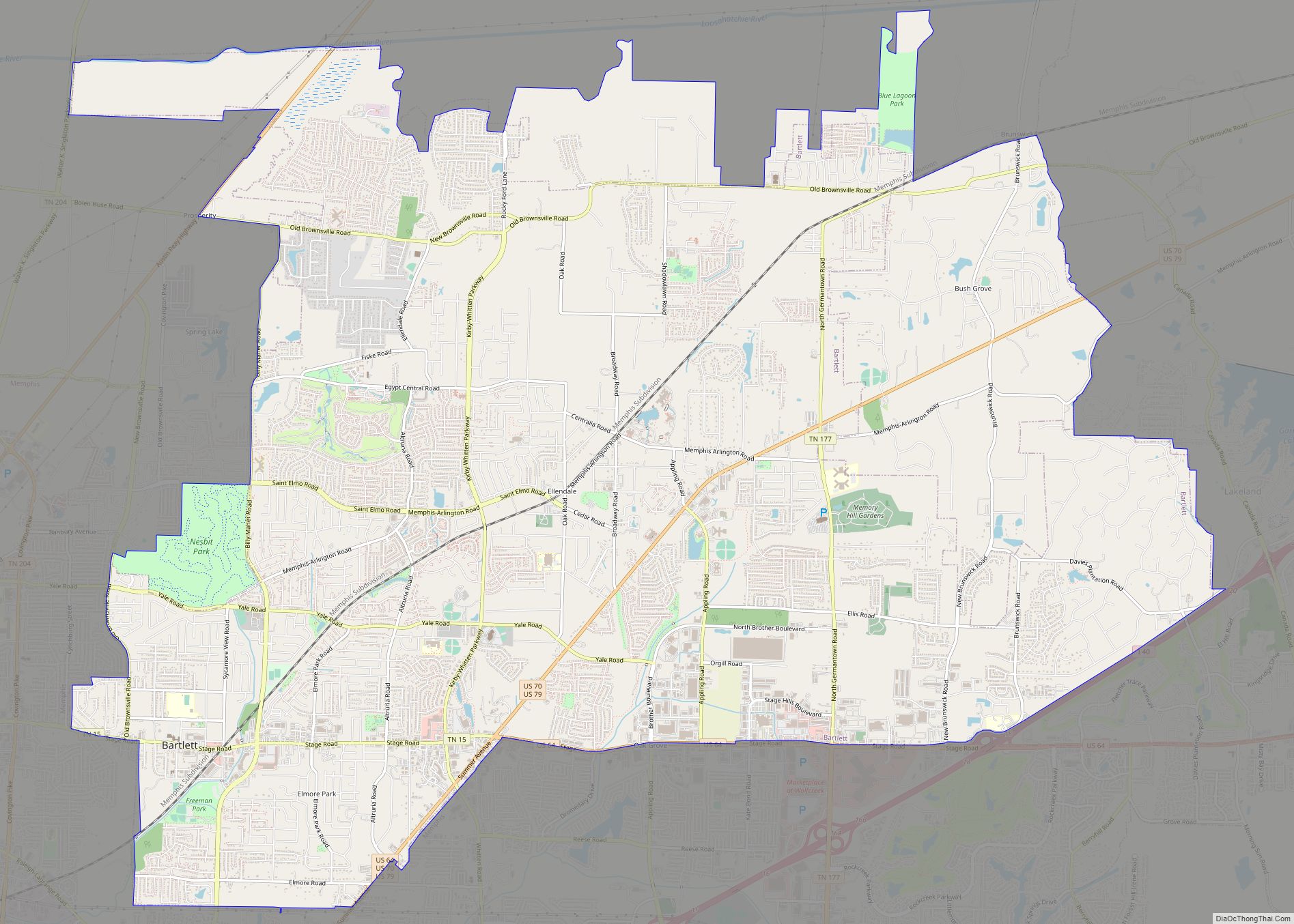 Map of Bartlett city, Tennessee