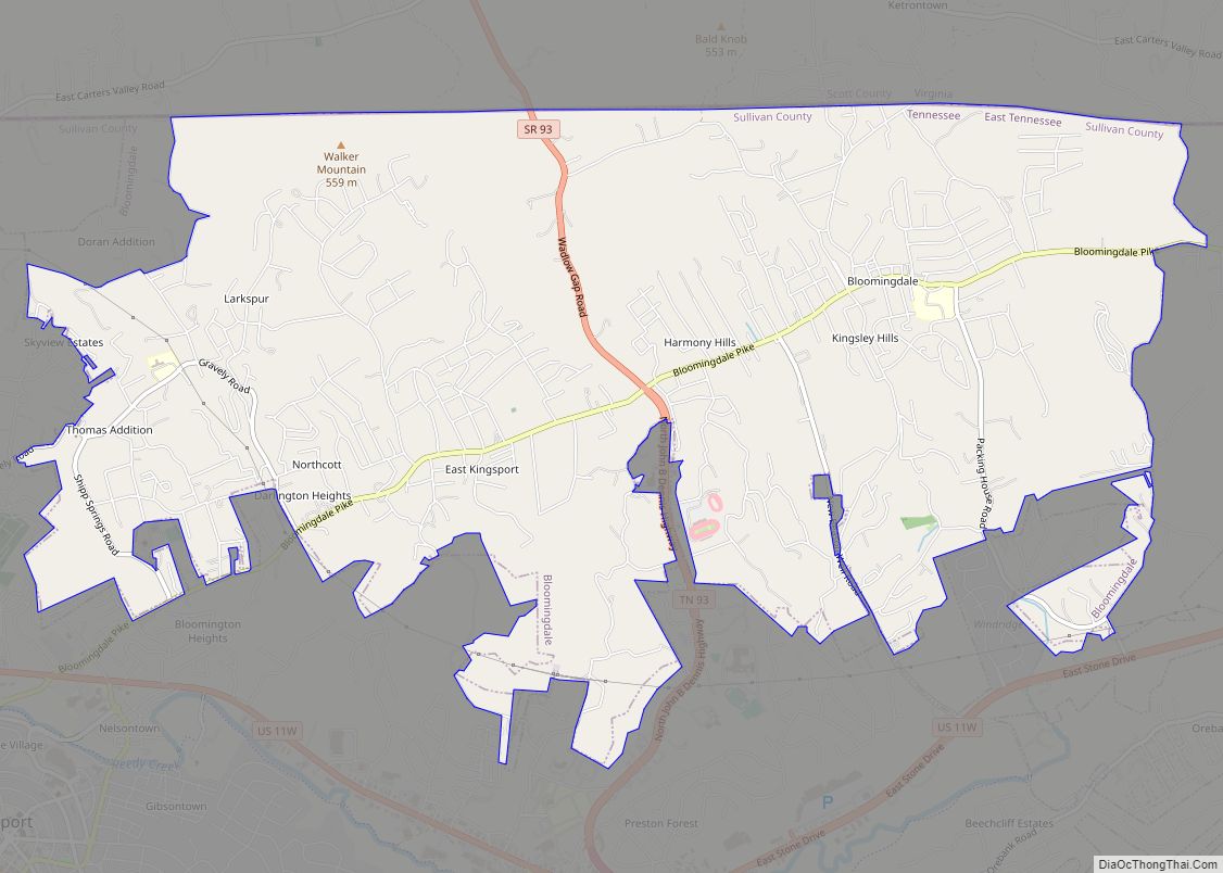 Map of Bloomingdale CDP, Tennessee