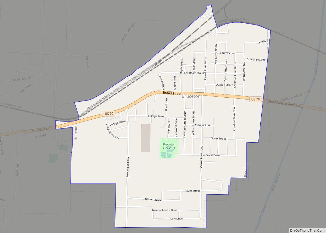Map of Bruceton town