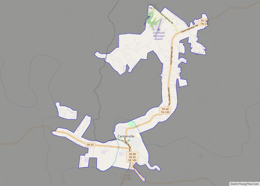 Map of Centerville town, Tennessee