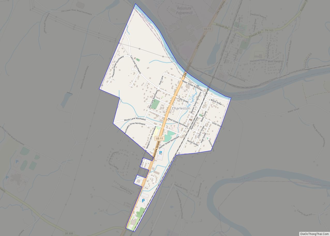 Map of Charleston city, Tennessee