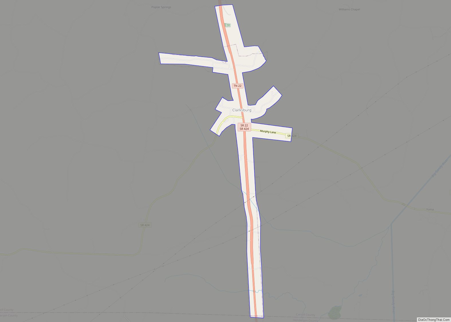 Map of Clarksburg town, Tennessee