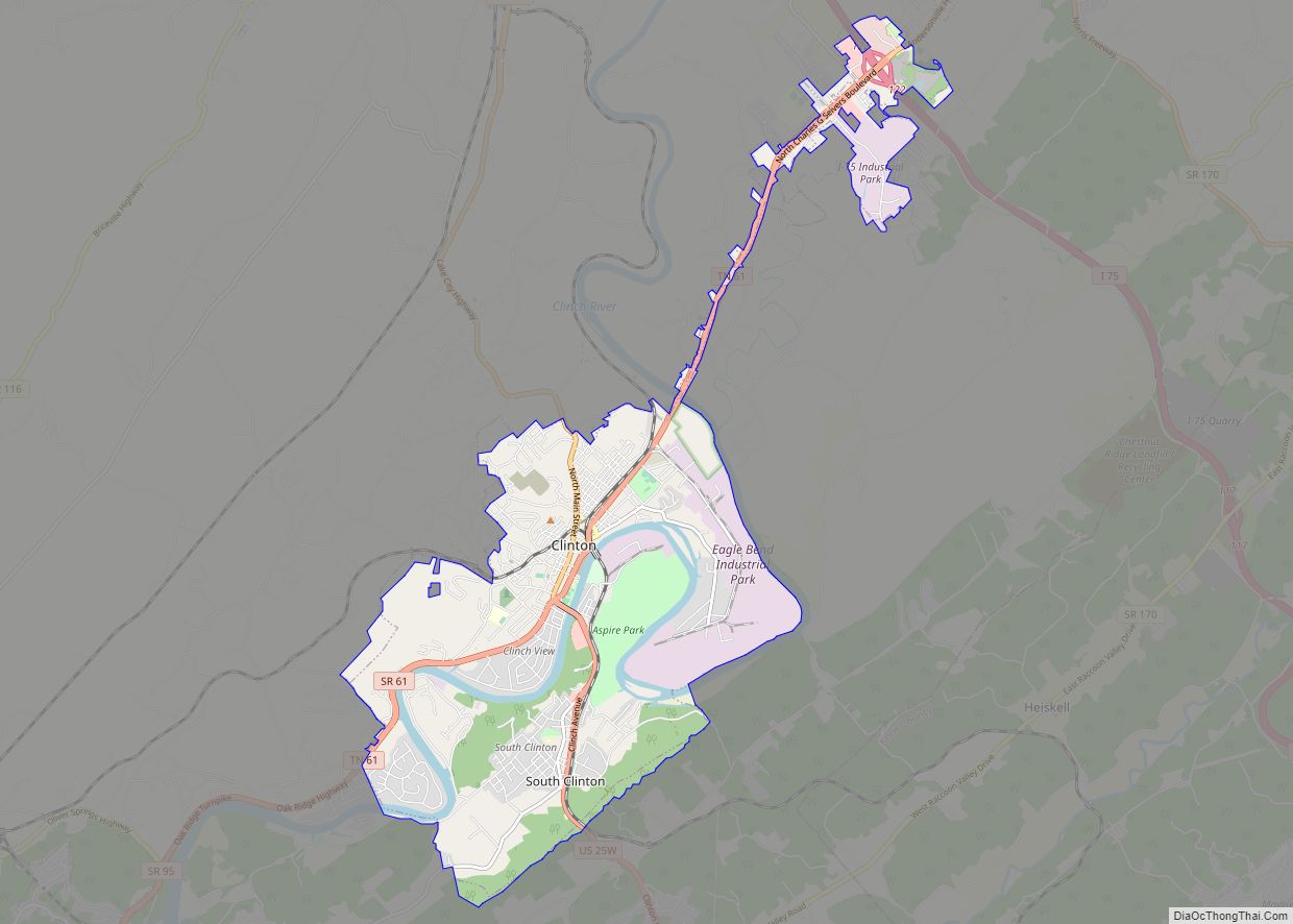 Map of Clinton city, Tennessee