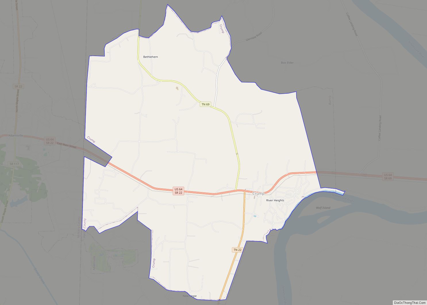 Map of Crump city