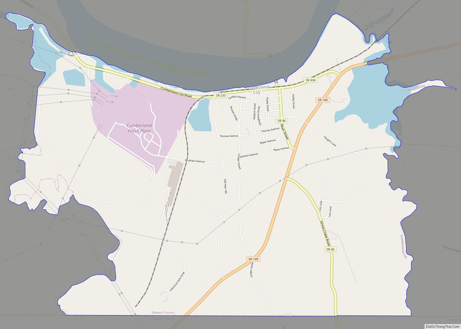 Map of Cumberland City town