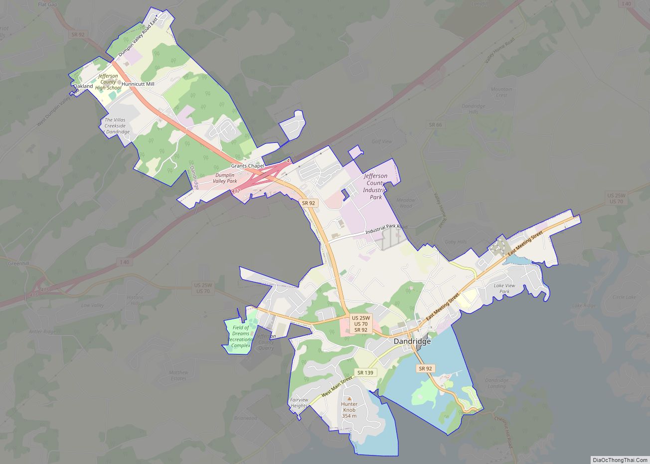 Map of Dandridge town