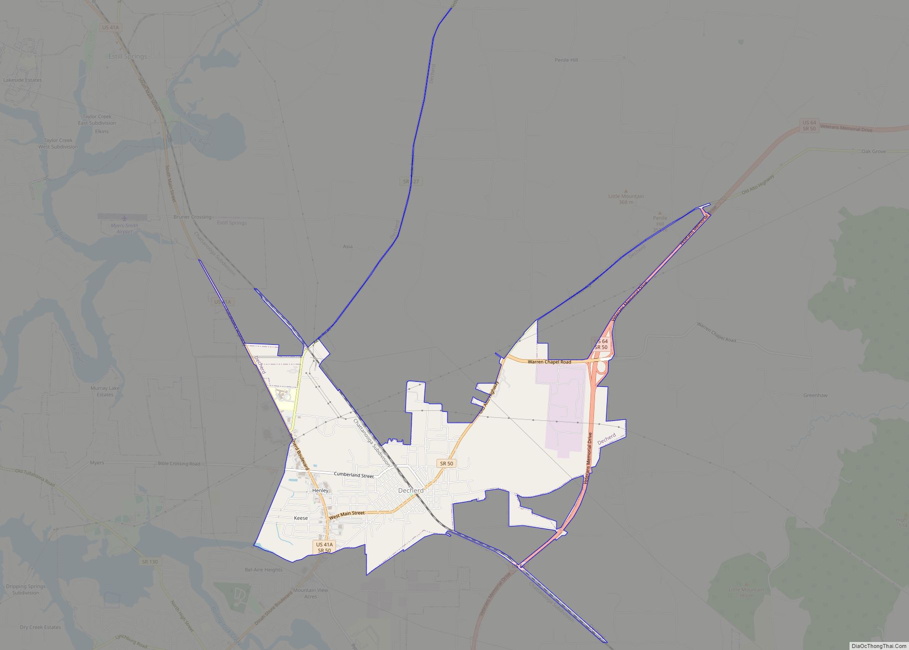 Map of Decherd city