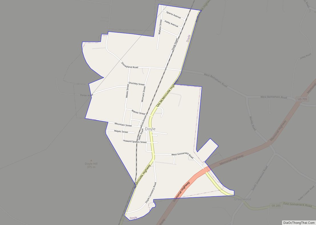 Map of Doyle town, Tennessee