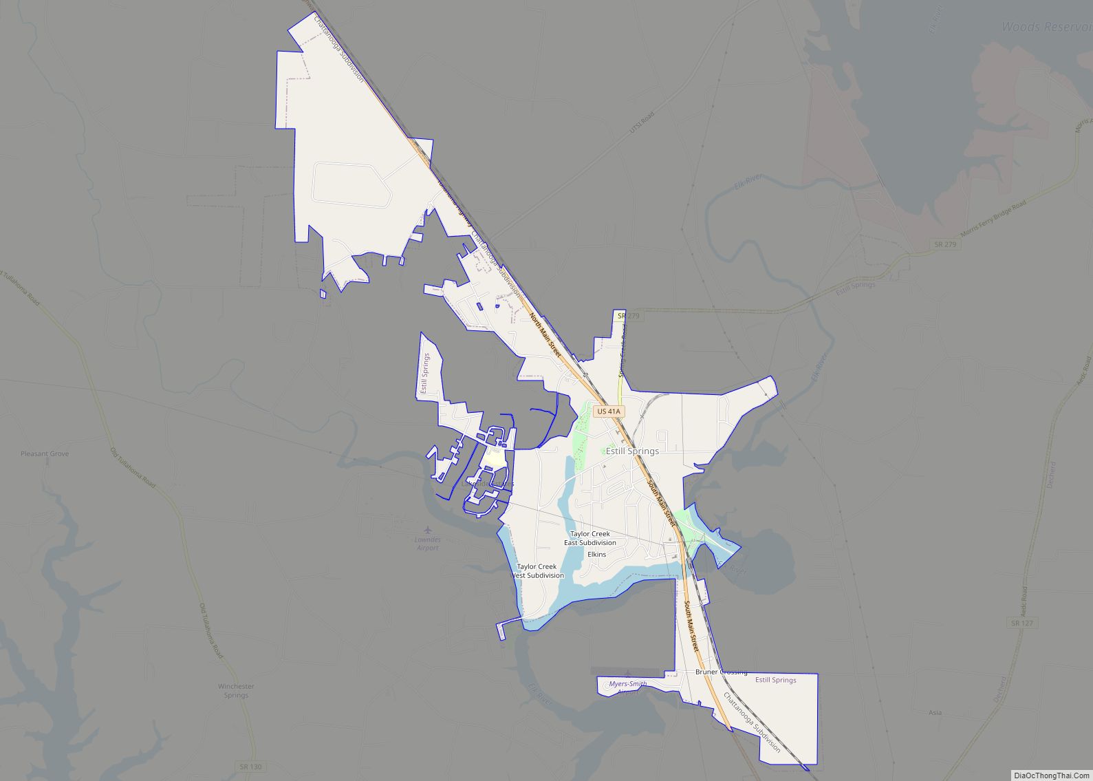 Map of Estill Springs town