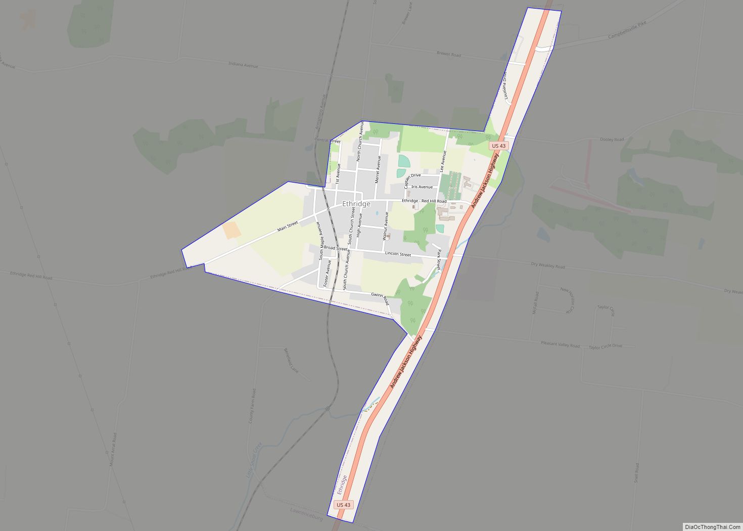 Map of Ethridge town