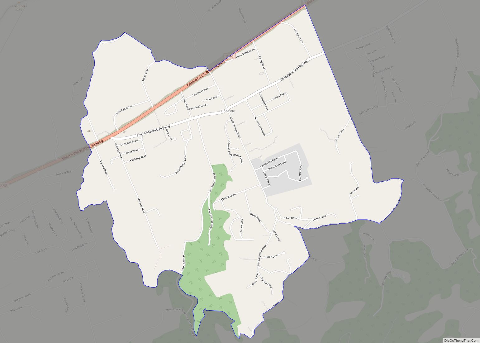 Map of Fincastle CDP, Tennessee