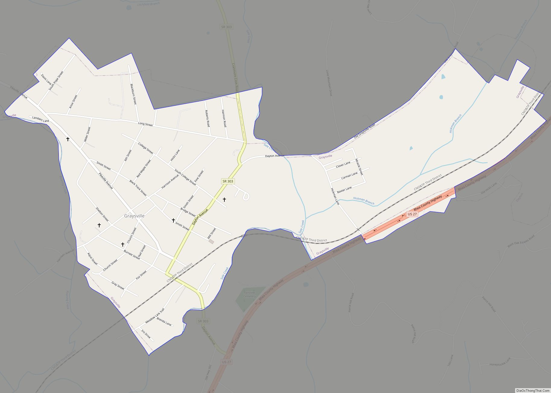 Map of Graysville town, Tennessee