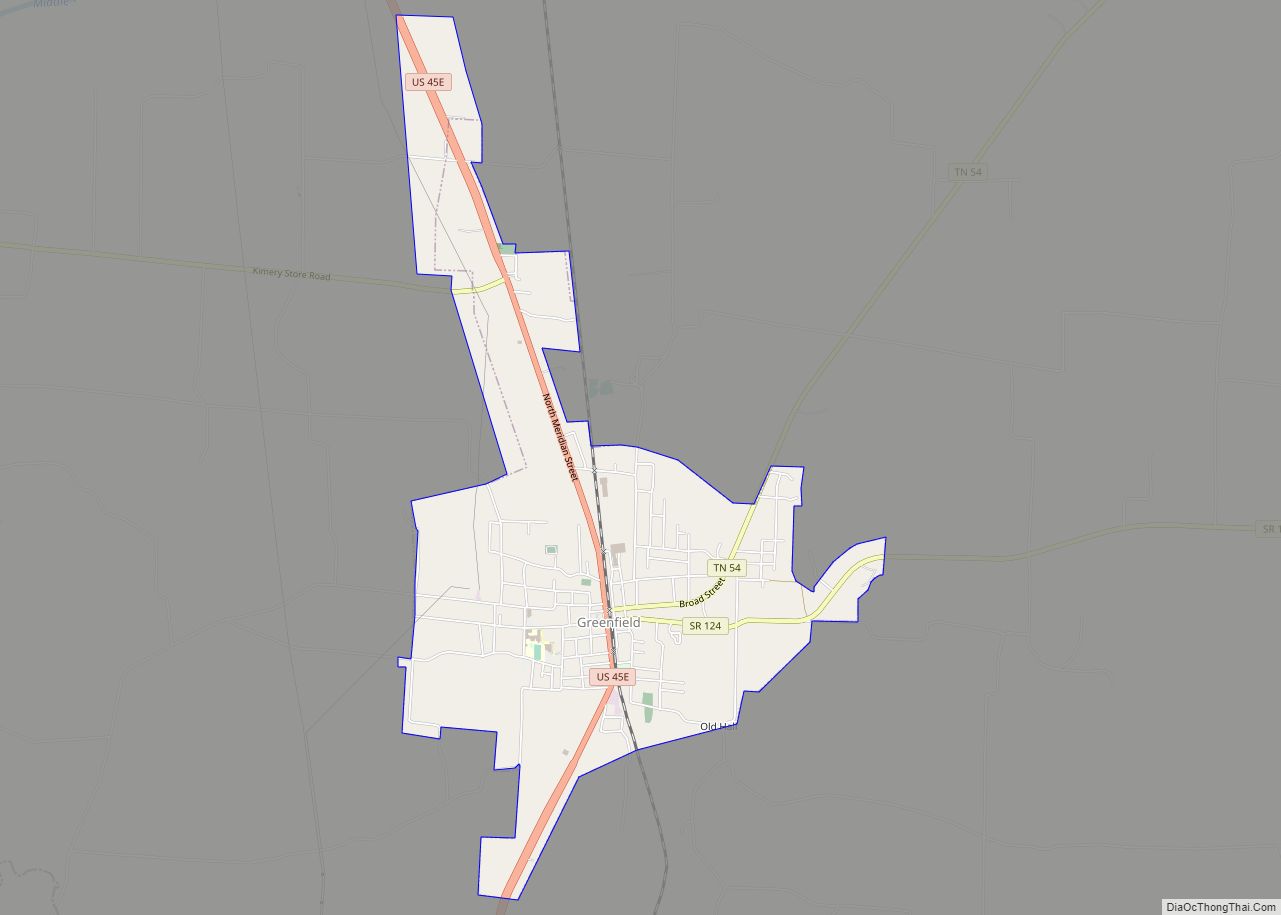 Map of Greenfield city, Tennessee